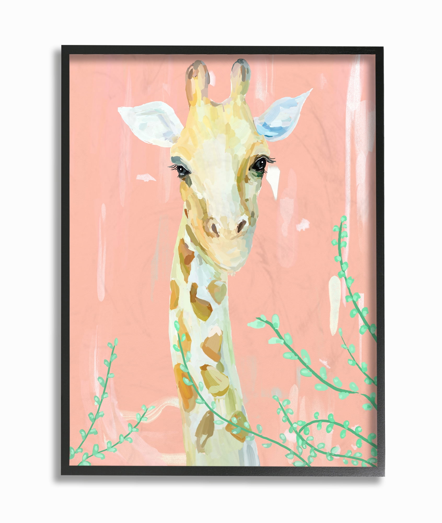 Stupell Industries Giraffe Portrait Animal Pink Green Painting Framed Wall Art by Main Line Studio