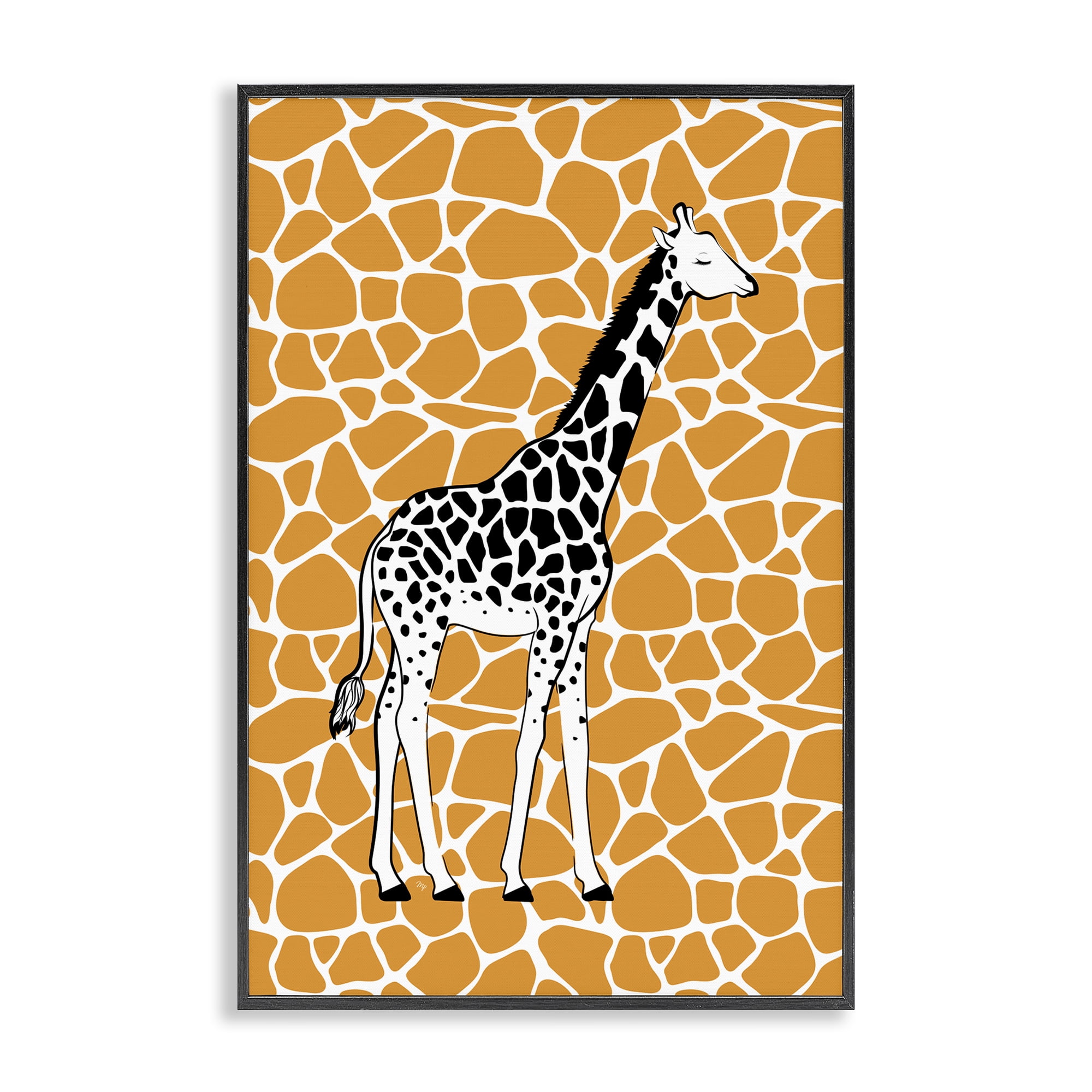 Stupell Industries Giraffe Spots Pattern Animals Painting Black Framed Art Print Wall Art, 12 x 18