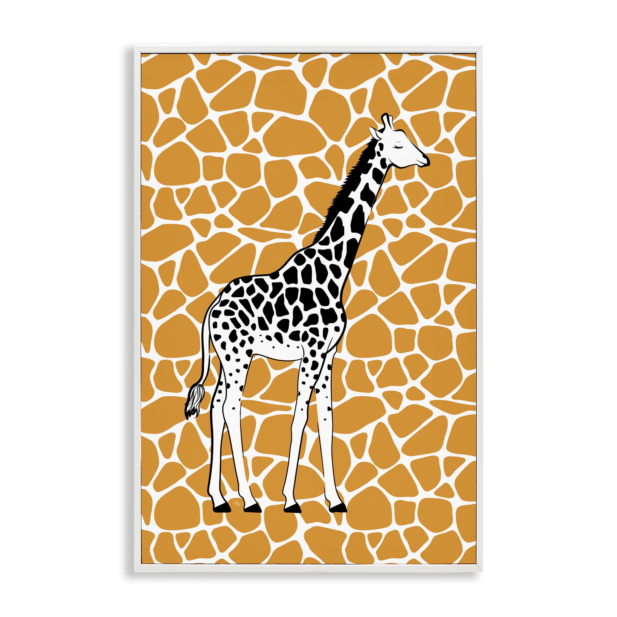 Stupell Industries Giraffe Spots Pattern Animals Painting White Framed Art Print Wall Art, 12 x 18