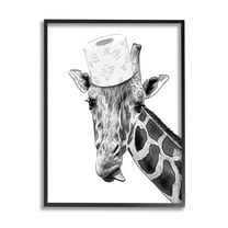Stupell Industries Giraffe & Toilet Paper Bathroom Animals & Insects Painting Black Framed Art Print Wall Art