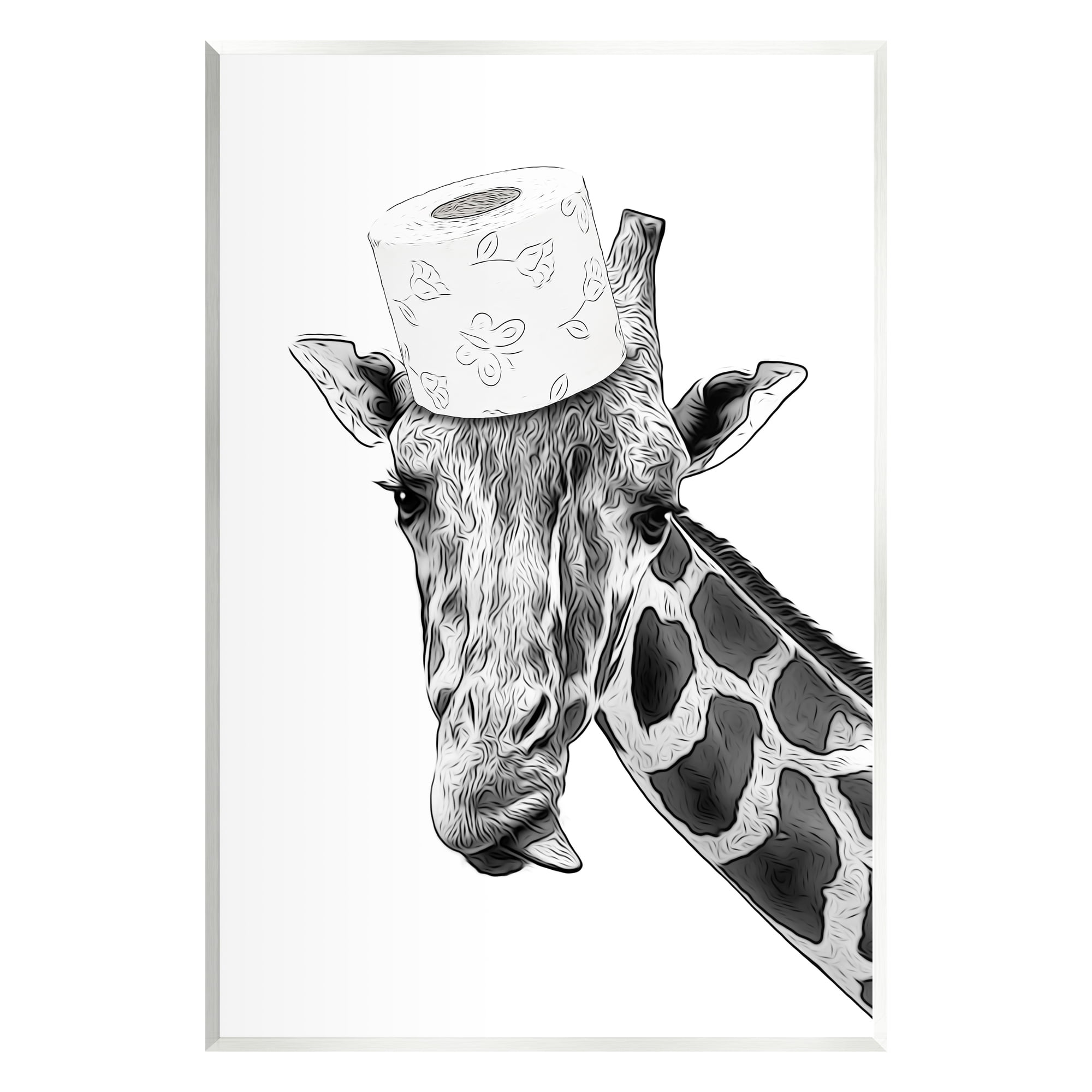 Stupell Industries Giraffe & Toilet Paper Bathroom Animals & Insects Painting Unframed Art Print Wall Art