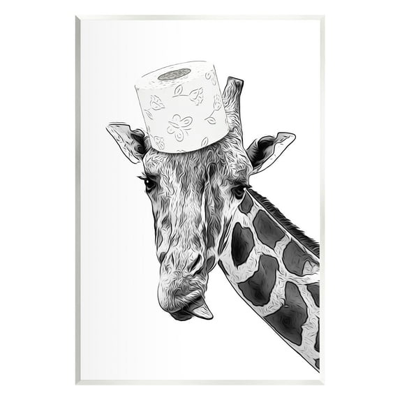 Stupell Industries Giraffe & Toilet Paper Bathroom Animals & Insects Painting Unframed Art Print Wall Art