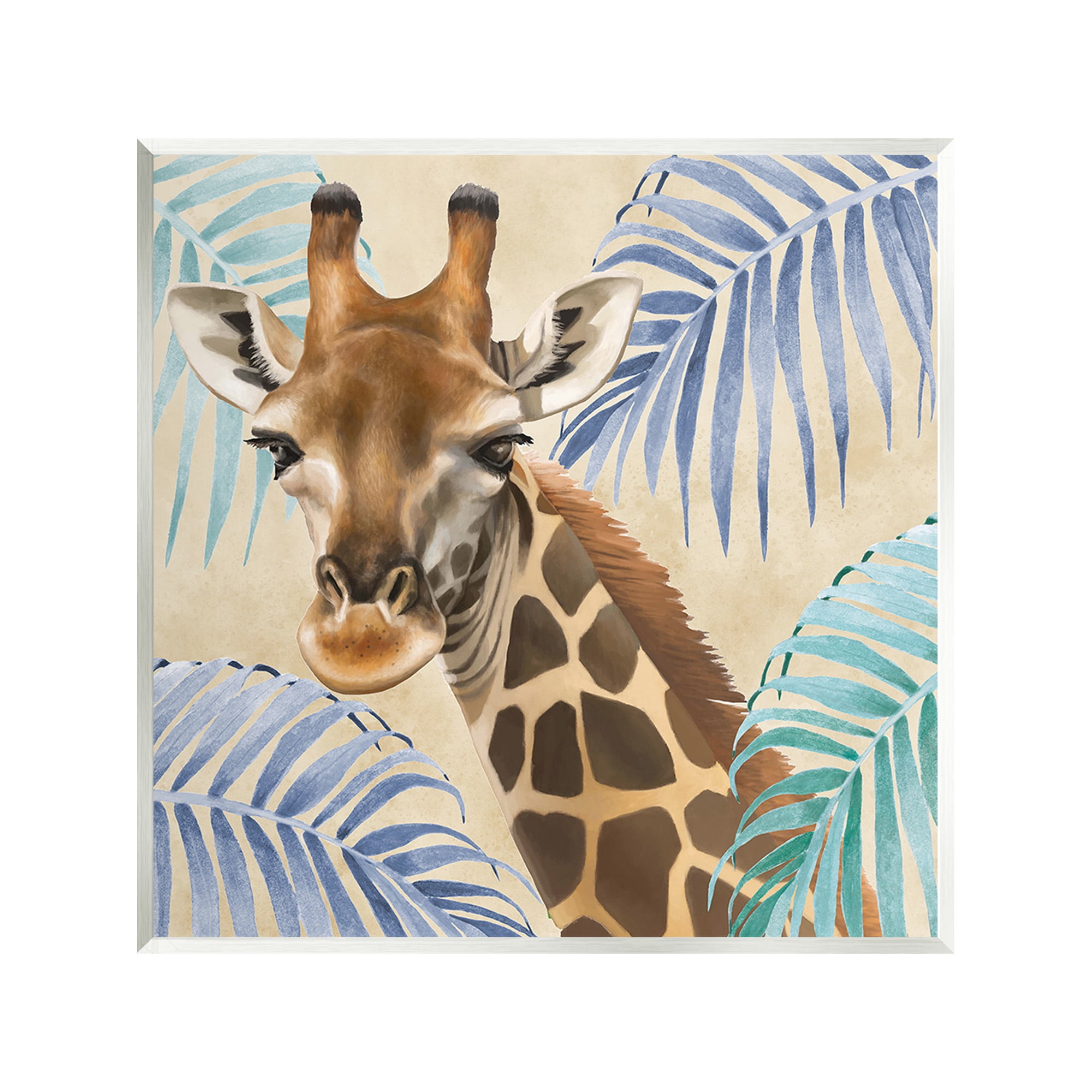 Stupell Industries Giraffe & Tropical Palms Animals & Insects Painting Unframed Art Print Wall Art, 12 x 12