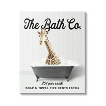 Stupell Industries Giraffe Vintage Bubble Bath Animals & Insects Painting Gallery Wrapped Canvas Print Wall Art, 16 x 20