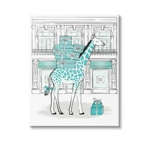 Stupell Industries Giraffe at Glam Storefront Animals & Insects Painting Gallery Wrapped Canvas Art Print Wall Art, 16 x 20