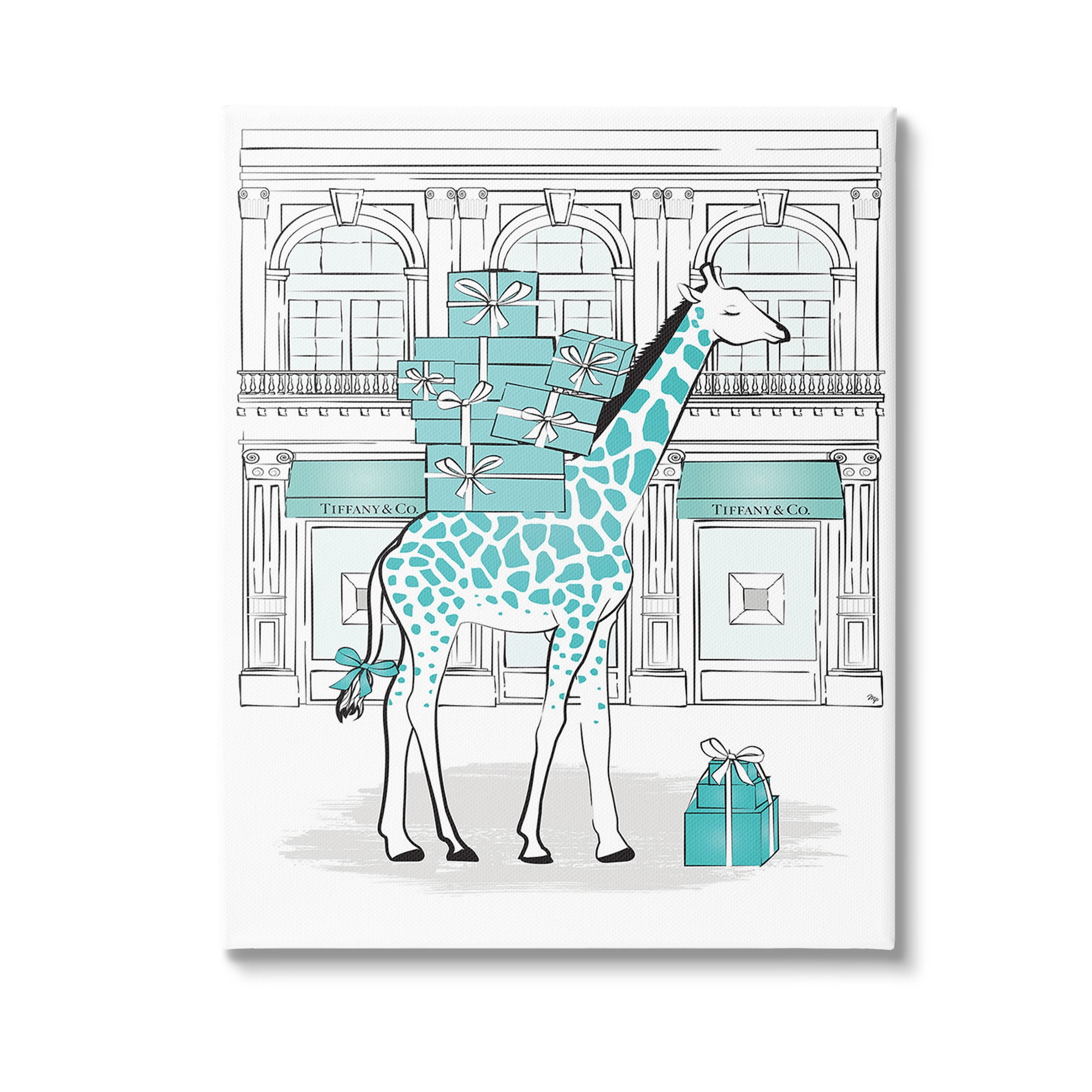 Stupell Industries Giraffe at Glam Storefront Animals & Insects Painting Gallery Wrapped Canvas Art Print Wall Art, 24 x 30