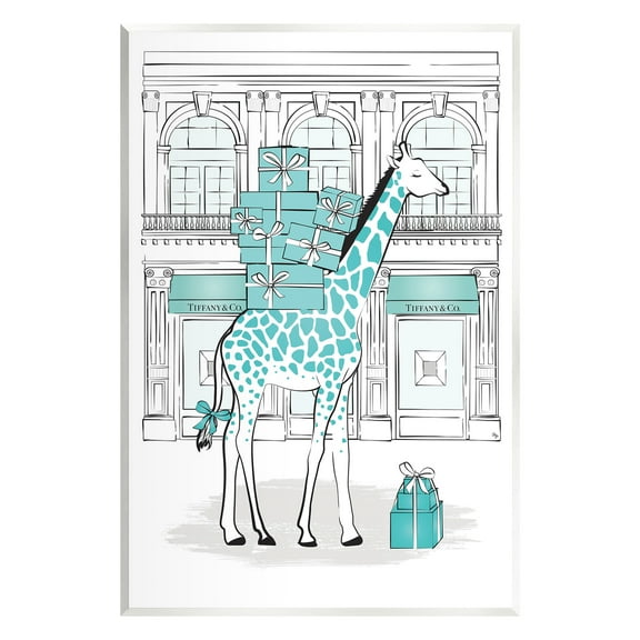 Stupell Industries Giraffe at Glam Storefront Animals & Insects Painting Unframed Art Print Wall Art, 10 x 15