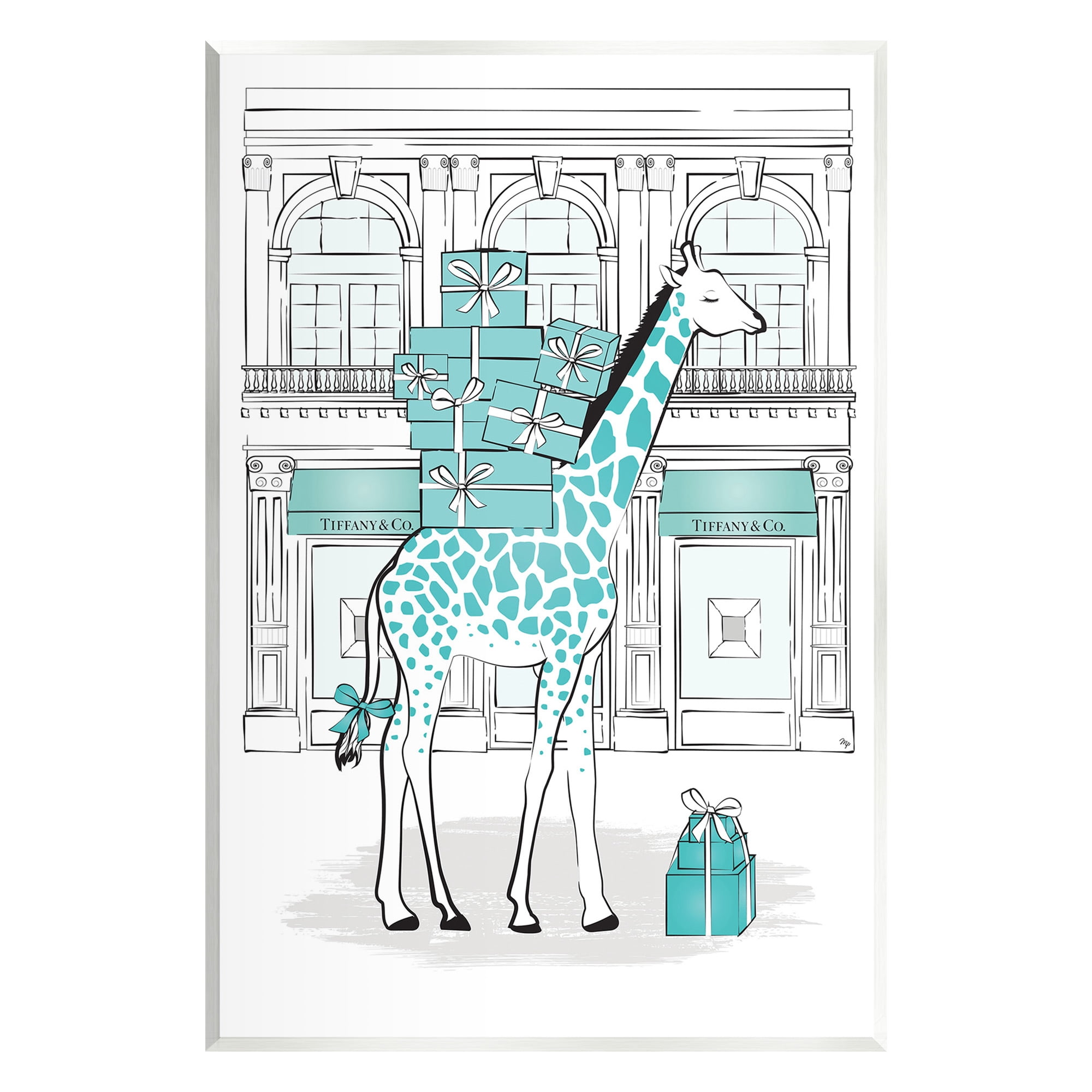 Stupell Industries Giraffe at Glam Storefront Animals & Insects Painting Unframed Art Print Wall Art, 13 x 19