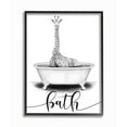 thumbnail image 1 of Stupell Industries Giraffe in Bath Sketch Bathroom Cleanliness Sign Framed Wall Art Design by Rachel Nieman, 24" x 30", Black Framed, 1 of 1