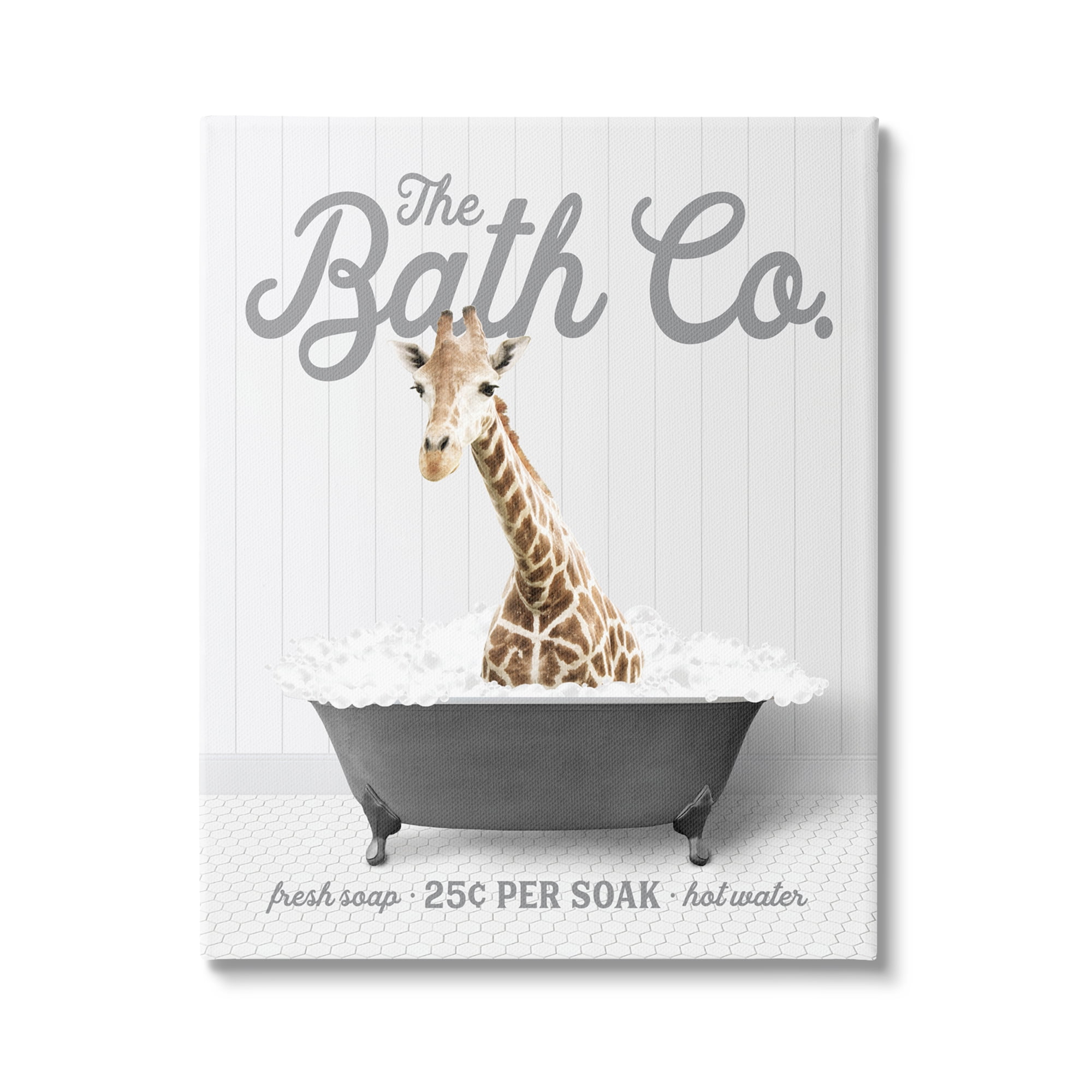 Stupell Industries Giraffe in Bubble Bath Animals & Insects Painting Gallery Wrapped Canvas Print Wall Art, 24 x 30