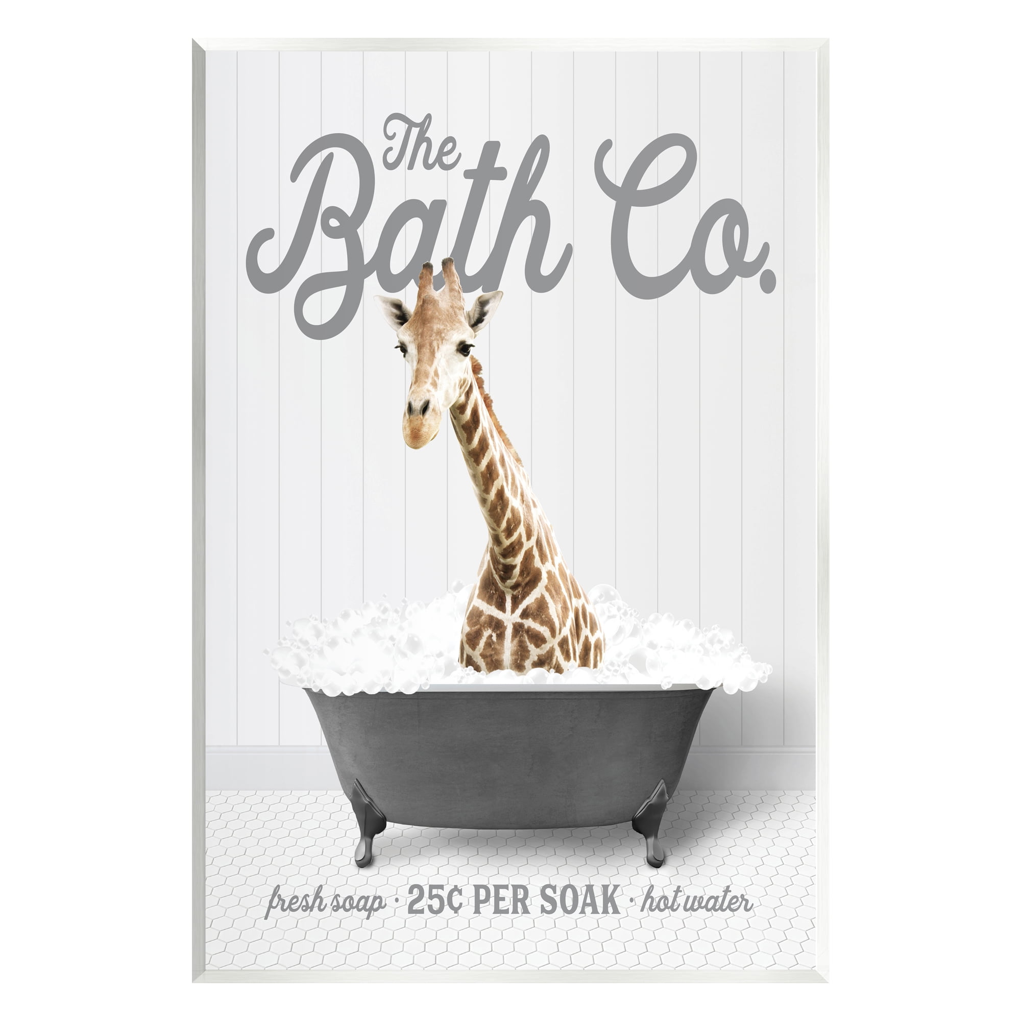 Stupell Industries Giraffe in Bubble Bath Animals & Insects Painting Unframed Art Print Wall Art, 13 x 19