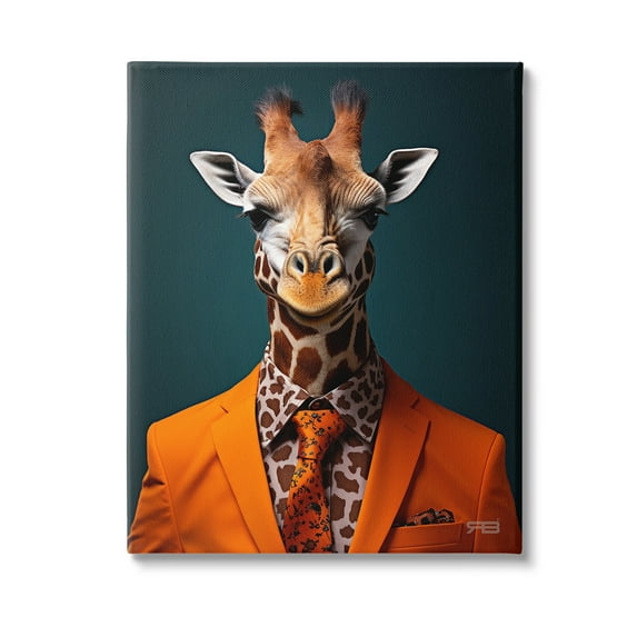 Stupell Industries Giraffe in Formal Suit Animals & Insects Painting Gallery Wrapped Canvas Art Print Wall Art, 24 x 30
