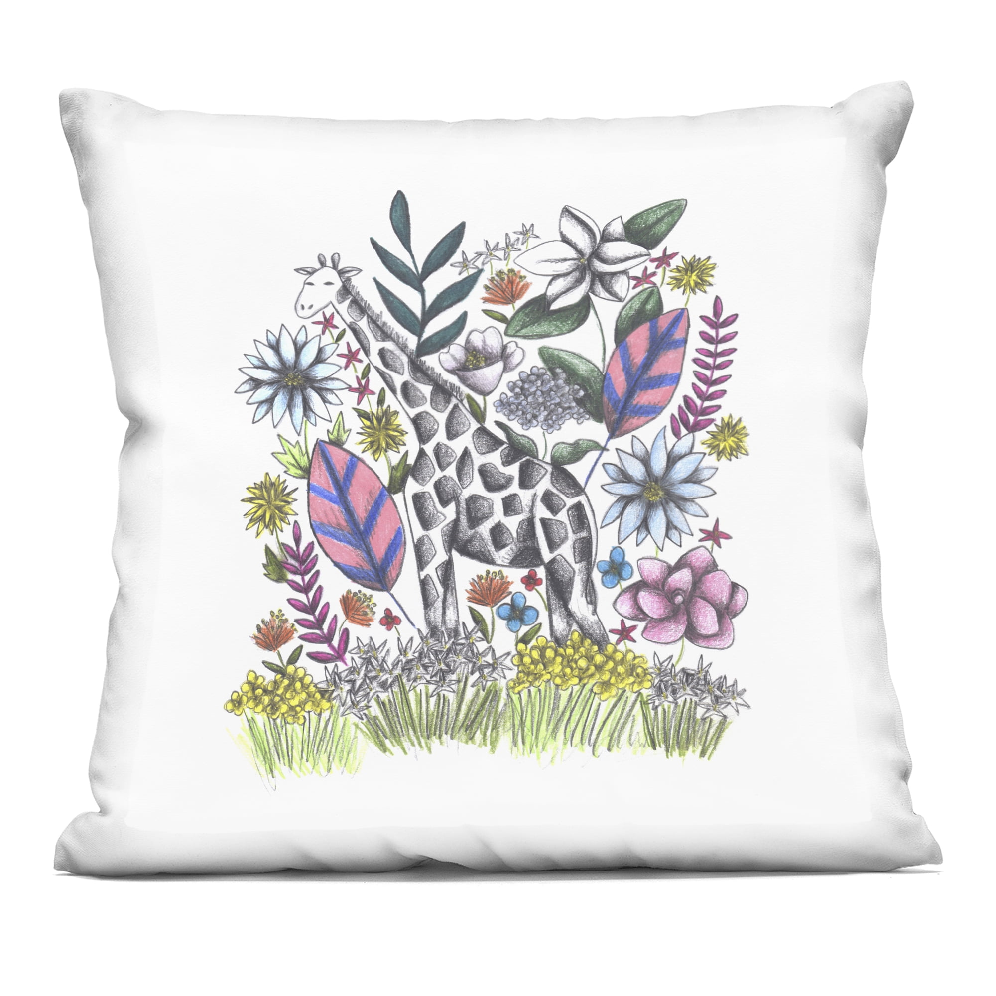 Stupell Industries Giraffe in Midst of Flowers Decorative Printed Throw Pillow, design by Cecilia Battaini
