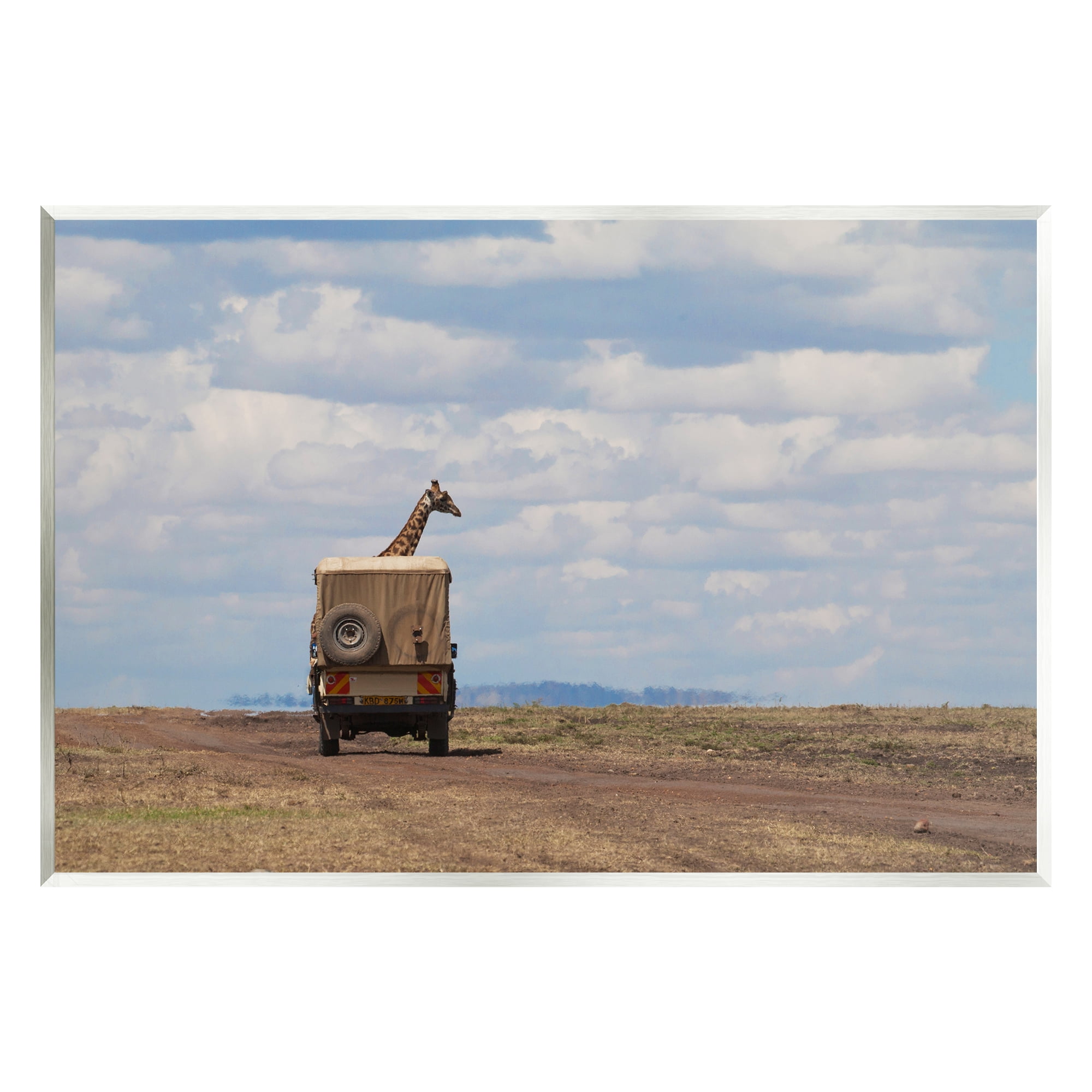 Stupell Industries Giraffe in Safari Vehicle Animals & Insects Photography Unframed Art Print Wall Art, 15 x 10