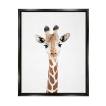 Stupell Industries Giraffe on White Portrait Animals & Insects Painting Black Floater Framed Art Print Wall Art, 17 x 21