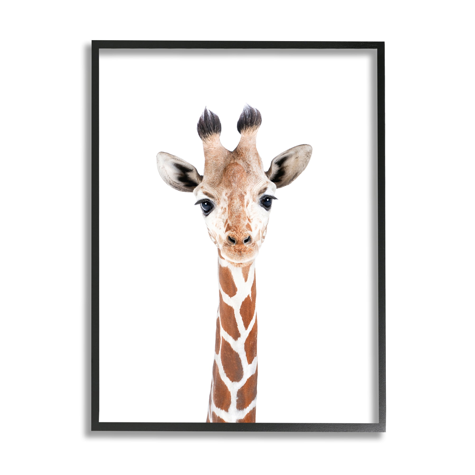 Stupell Industries Giraffe on White Portrait Animals & Insects Painting Black Framed Art Print Wall Art, 16 x 20