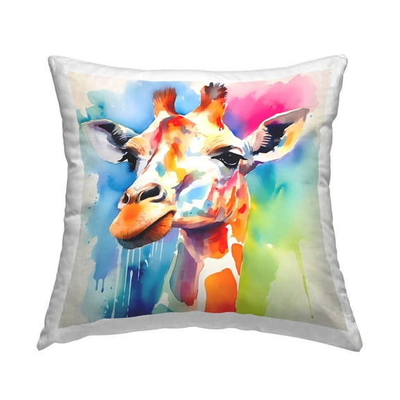Stupell Industries Giraffe with Bold Splash Decorative Printed Throw Pillow Design by Walker Noble