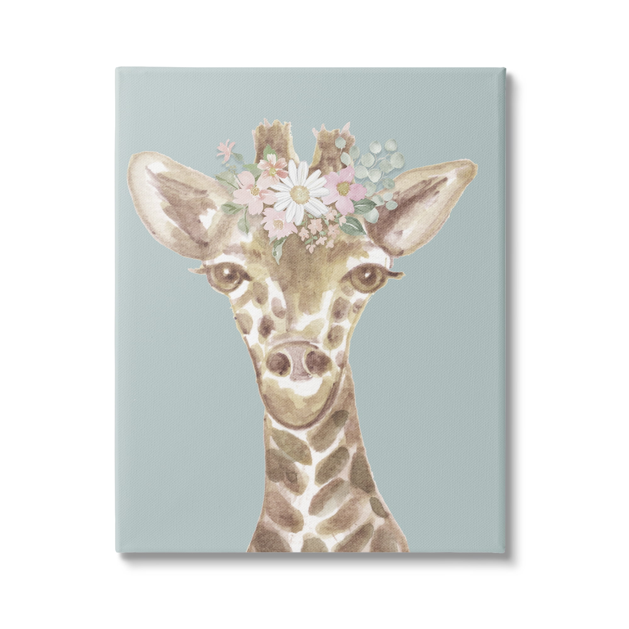 Stupell Industries Giraffe with Flower Garland Animals & Insects Painting Gallery Wrapped Canvas Print Wall Art, 16 x 20