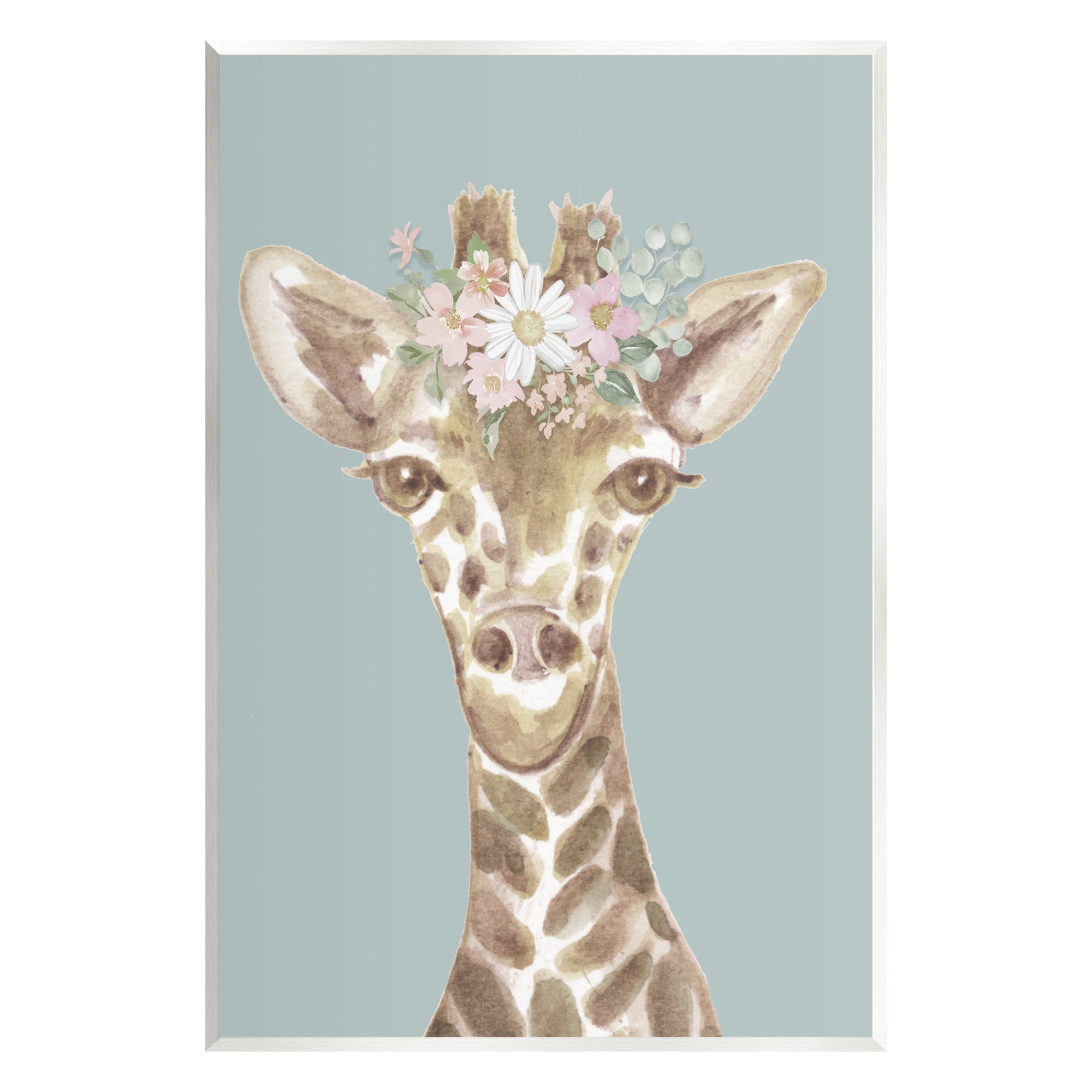 Stupell Industries Giraffe with Flower Garland Animals & Insects Painting Unframed Art Print Wall Art, 13 x 19