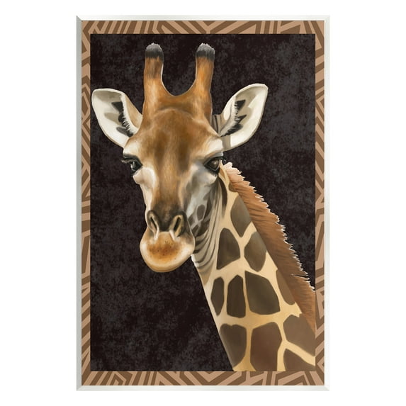 Stupell Industries Giraffe with Geometric Border Animals & Insects Painting Unframed Art Print Wall Art, 10 x 15