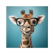 Stupell Industries Giraffe with Glasses Animals & Insects Painting Gallery Wrapped Canvas Art Print Wall Art, 17 x 17