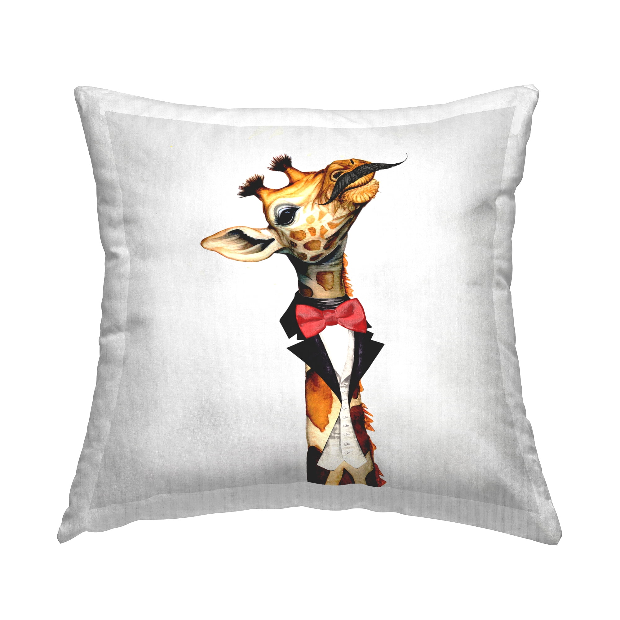 Stupell Industries Giraffe with Mustache Decorative Printed Throw Pillow, 18 x 18