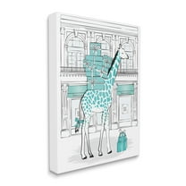Stupell Industries Giraffe with Stacked Gift Boxes Designer Brand Beauty & Fashion Painting Gallery Wrapped Canvas Art Print Wall Art, 16 x 20