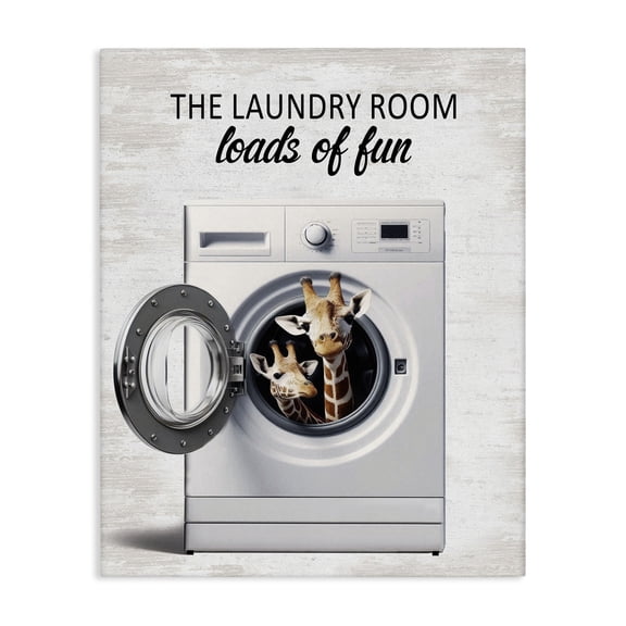 Giraffes & Laundry Load Canvas Art, 16 x 20, Made In USA