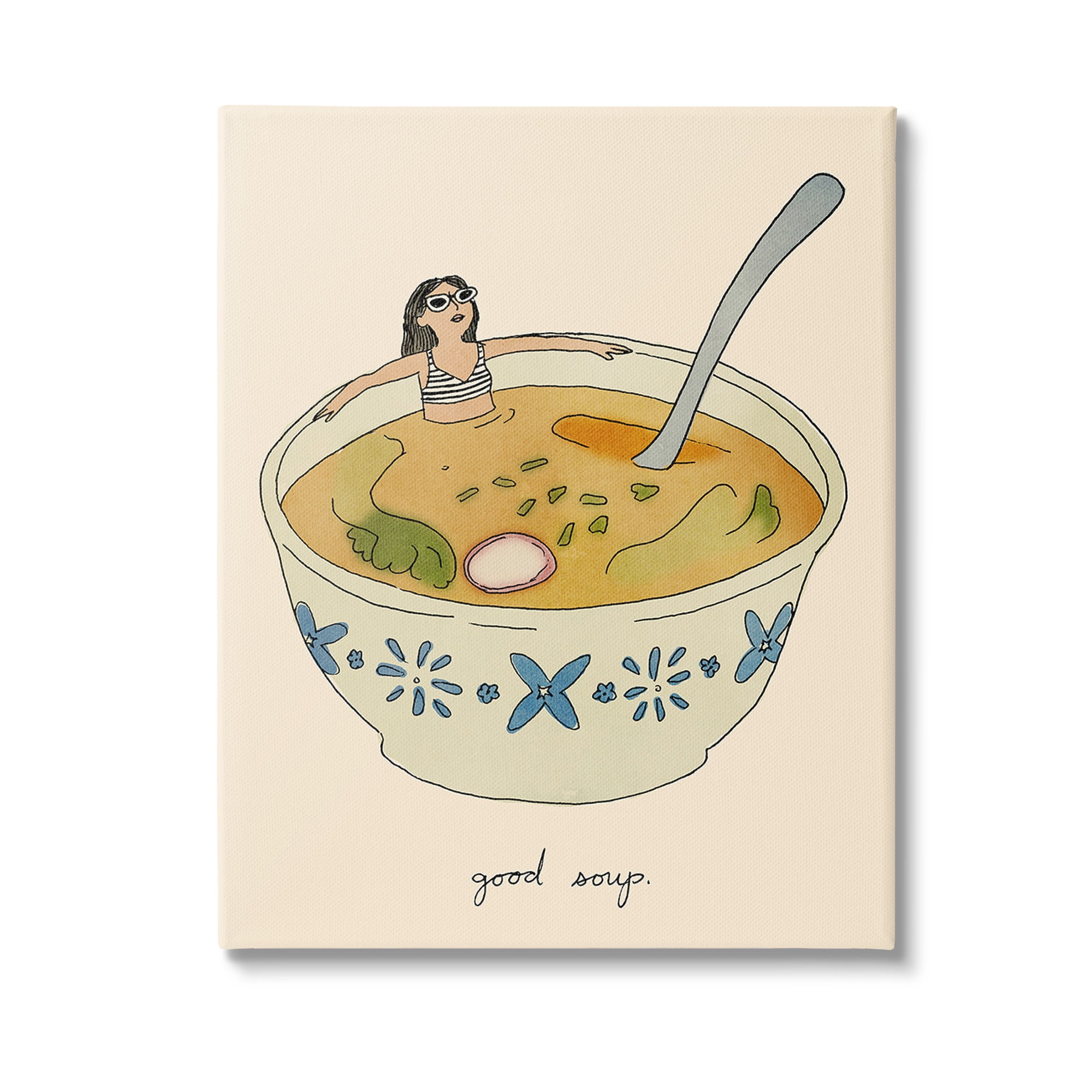 Stupell Industries Girl Bathing in Soup Food & Beverage Painting Gallery Wrapped Canvas Art Print Wall Art, 24 x 30