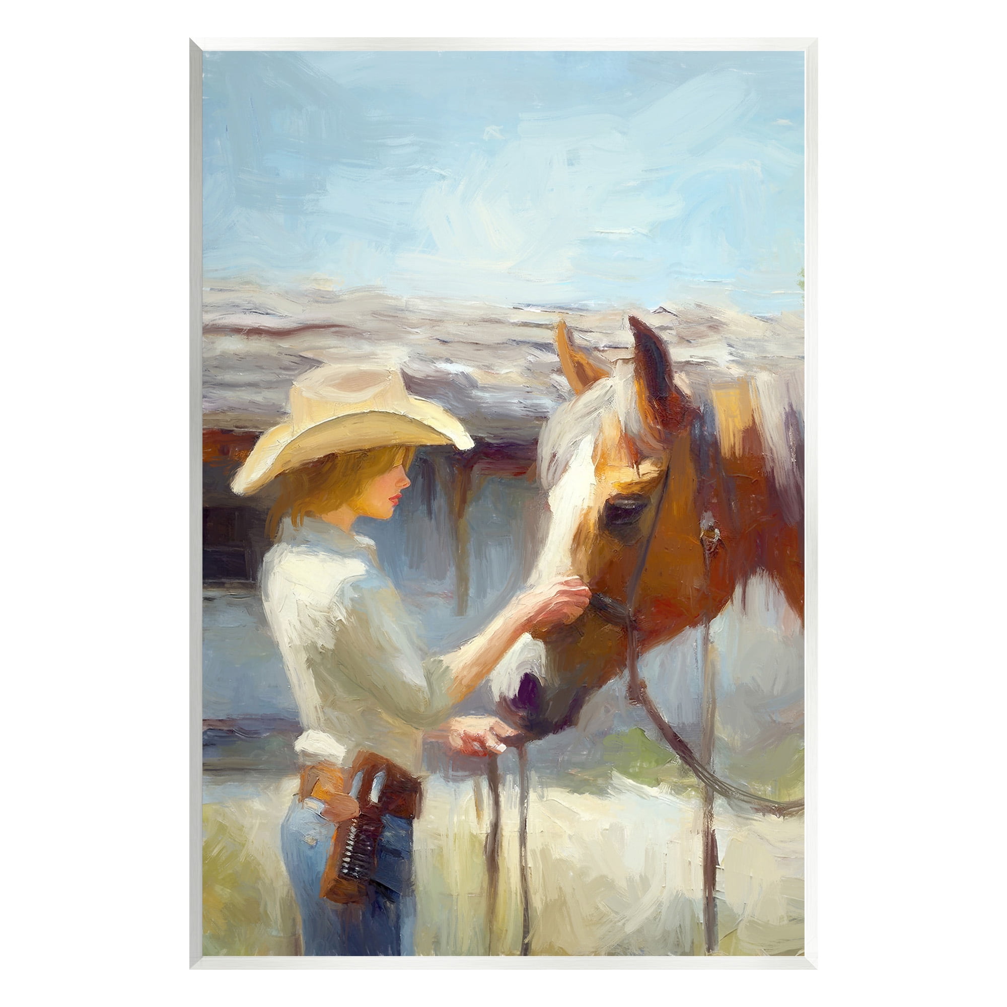 Stupell Industries Girl Caring For Horse Animals & Insects Painting Unframed Art Print Wall Art, 10 x 15