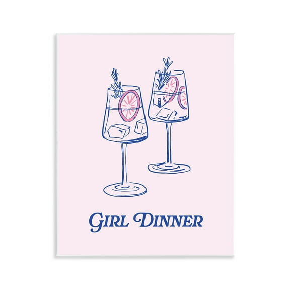Stupell Industries Girl Dinner Cocktails Food & Beverage Painting Unframed Art Print Wall Art, 11 x 14