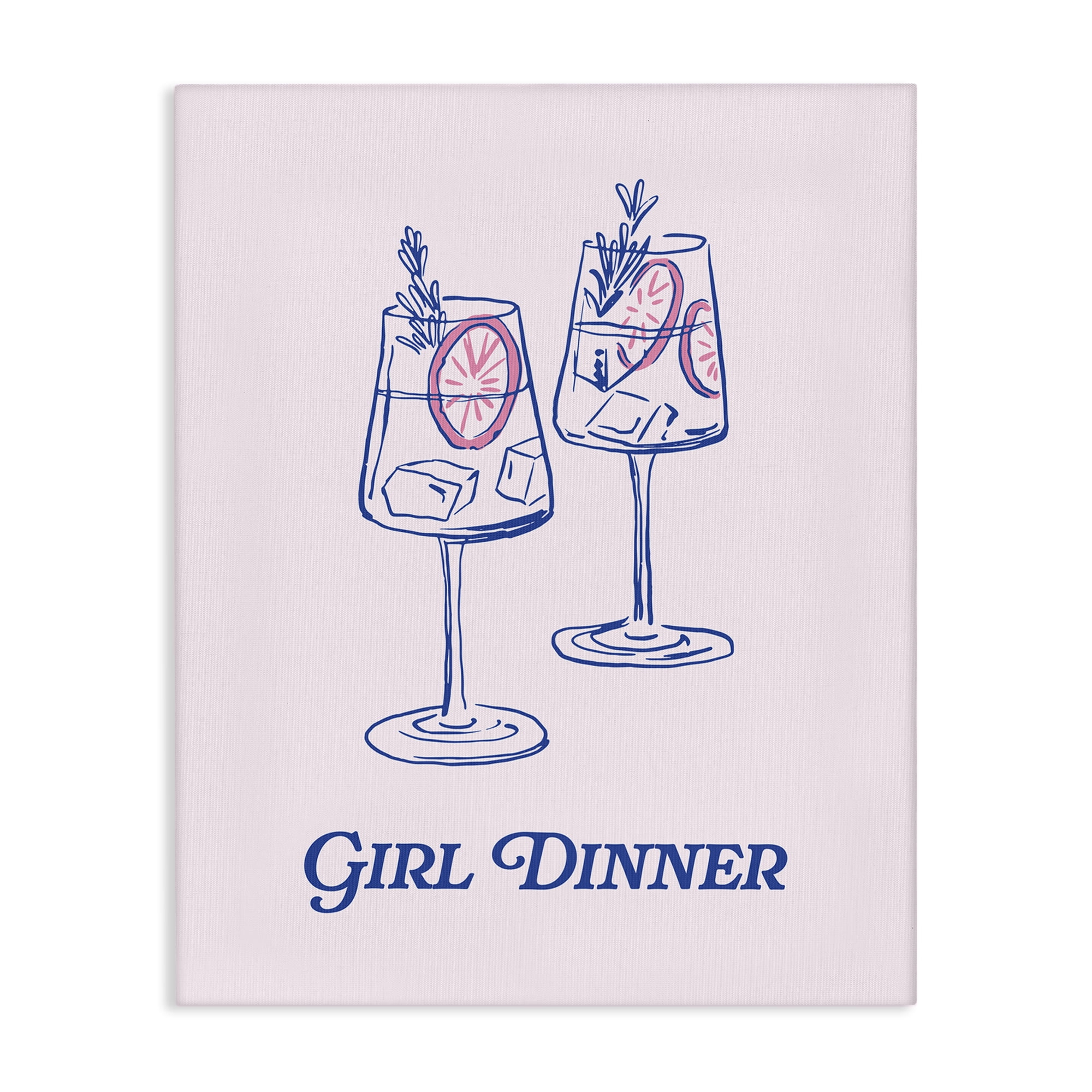 Stupell Industries Girl Dinner Cocktails Food & Beverage Painting Wrapped Canvas Art Print Wall Art, 24 x 30
