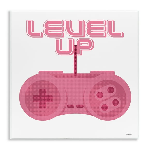 Stupell Industries Girl Gamer Pink Level Up Quotes and Sayings Painting Unframed Art Print Wall Art, 12 x 12