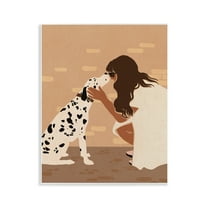 Stupell Industries Girl Hugging Dalmatian People Painting Unframed Art Print Wall Art, 11 x 14