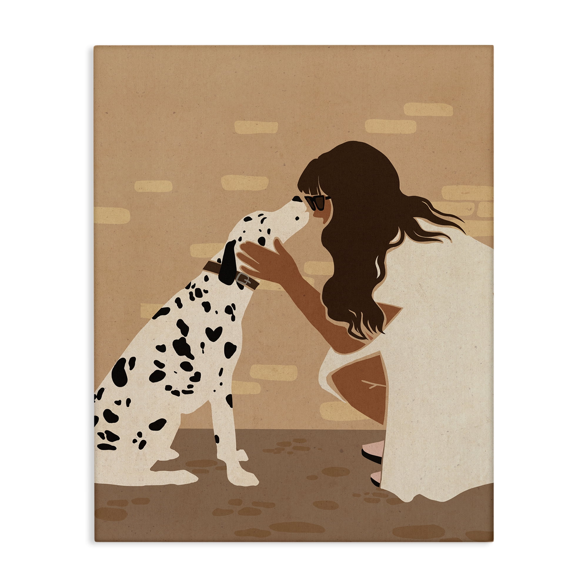 Stupell Industries Girl Hugging Dalmatian People Painting Wrapped Canvas Art Print Wall Art, 30 x 40