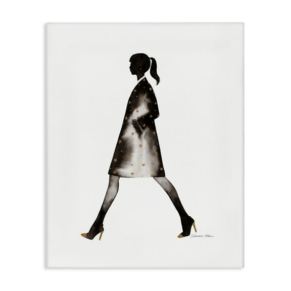 Stupell Industries Girl In Black Coat Silhouette Canvas Wall Art design by Simone Elum, 20 x 16