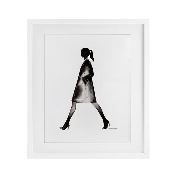 Stupell Industries Girl In Black Coat Silhouette White Framed Print Under Glass design by Simone Elum, 16 x 13