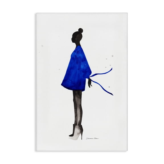 Stupell Industries Girl In Blue Dress Silhouette Canvas Wall Art design by Simone Elum, 45 x 30