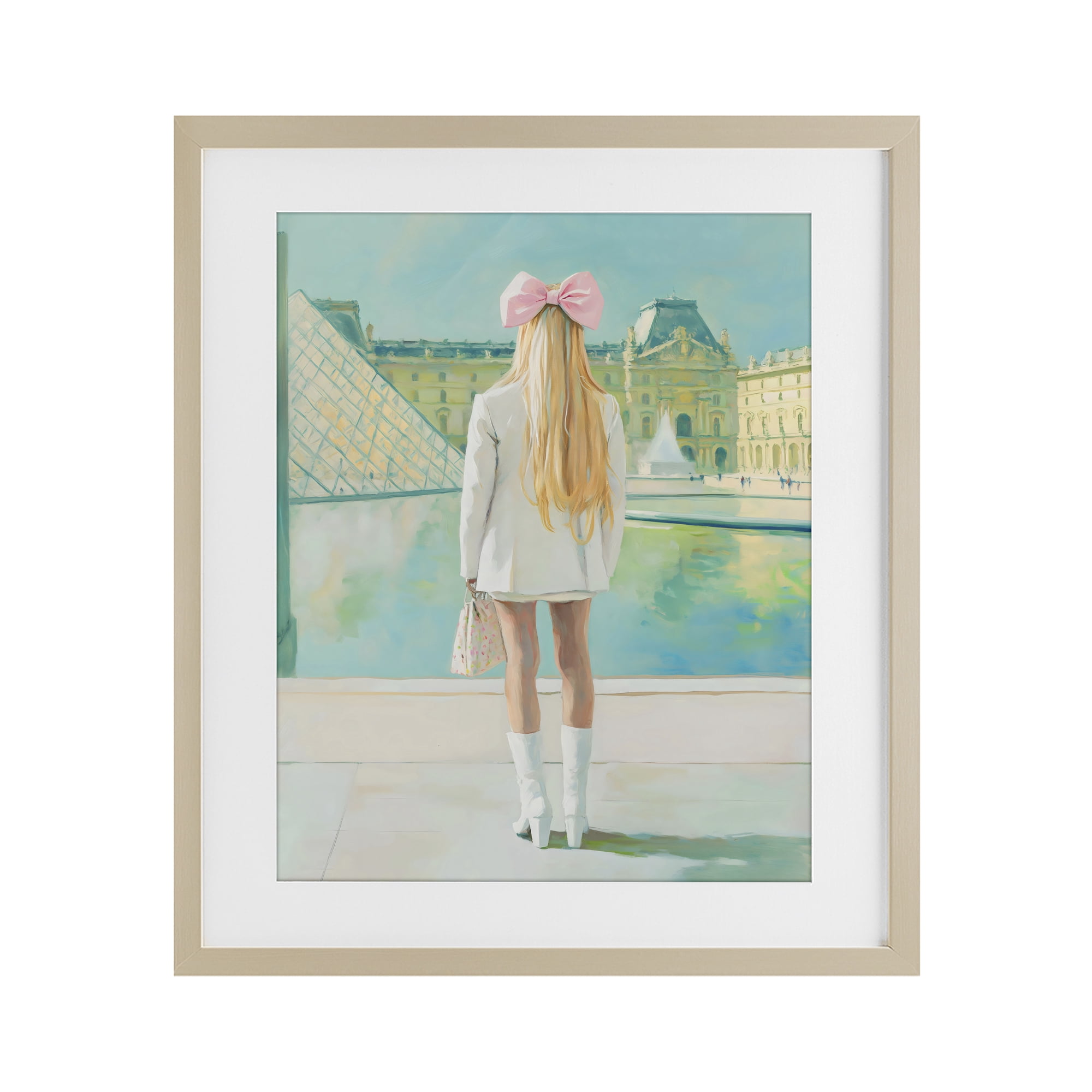 Stupell Industries Girl In Paris Observing Birch Framed Print Under Glass, design by The Prints Vibe