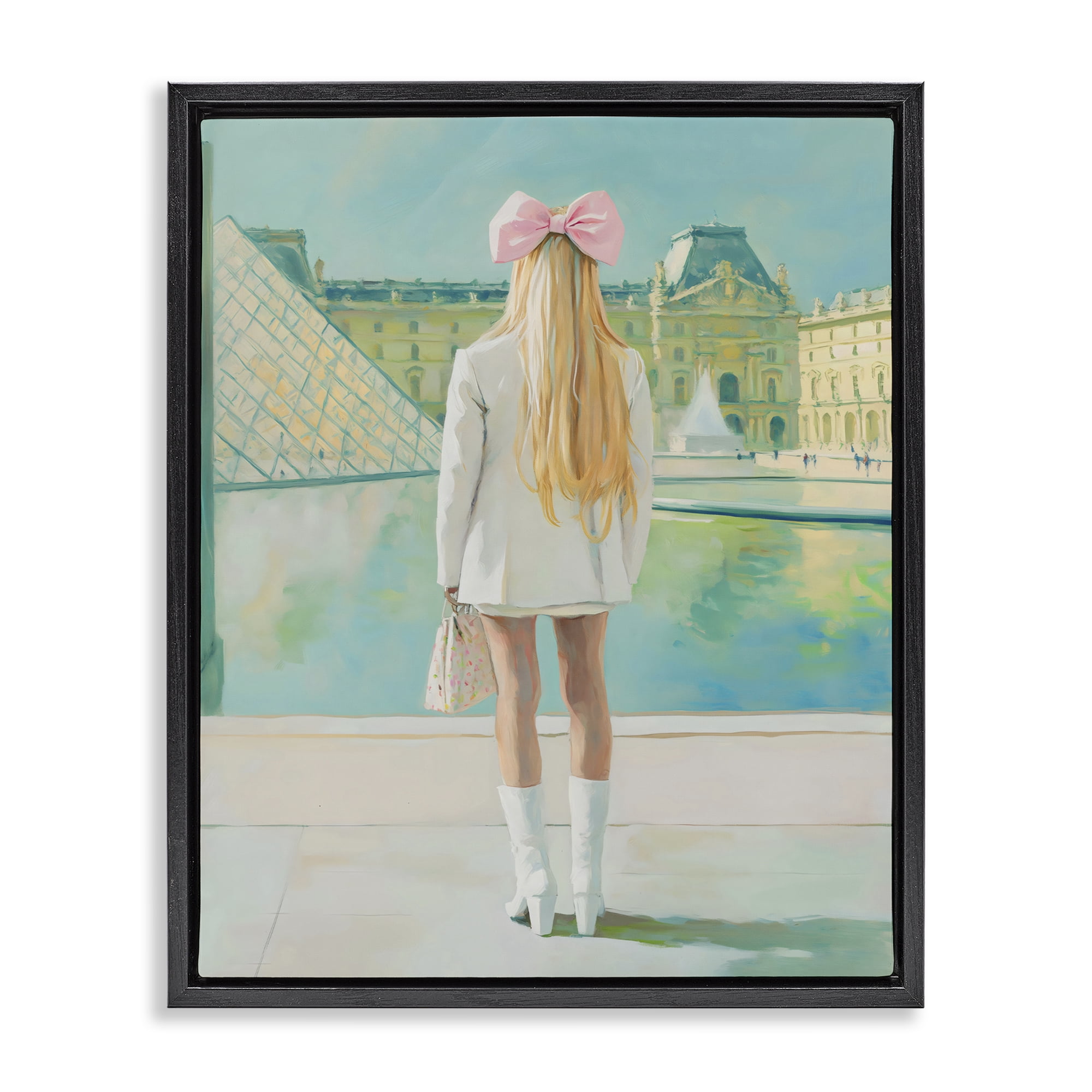 Stupell Industries Girl In Paris Observing Black Framed Floater Canvas Wall Art, design by The Prints Vibe