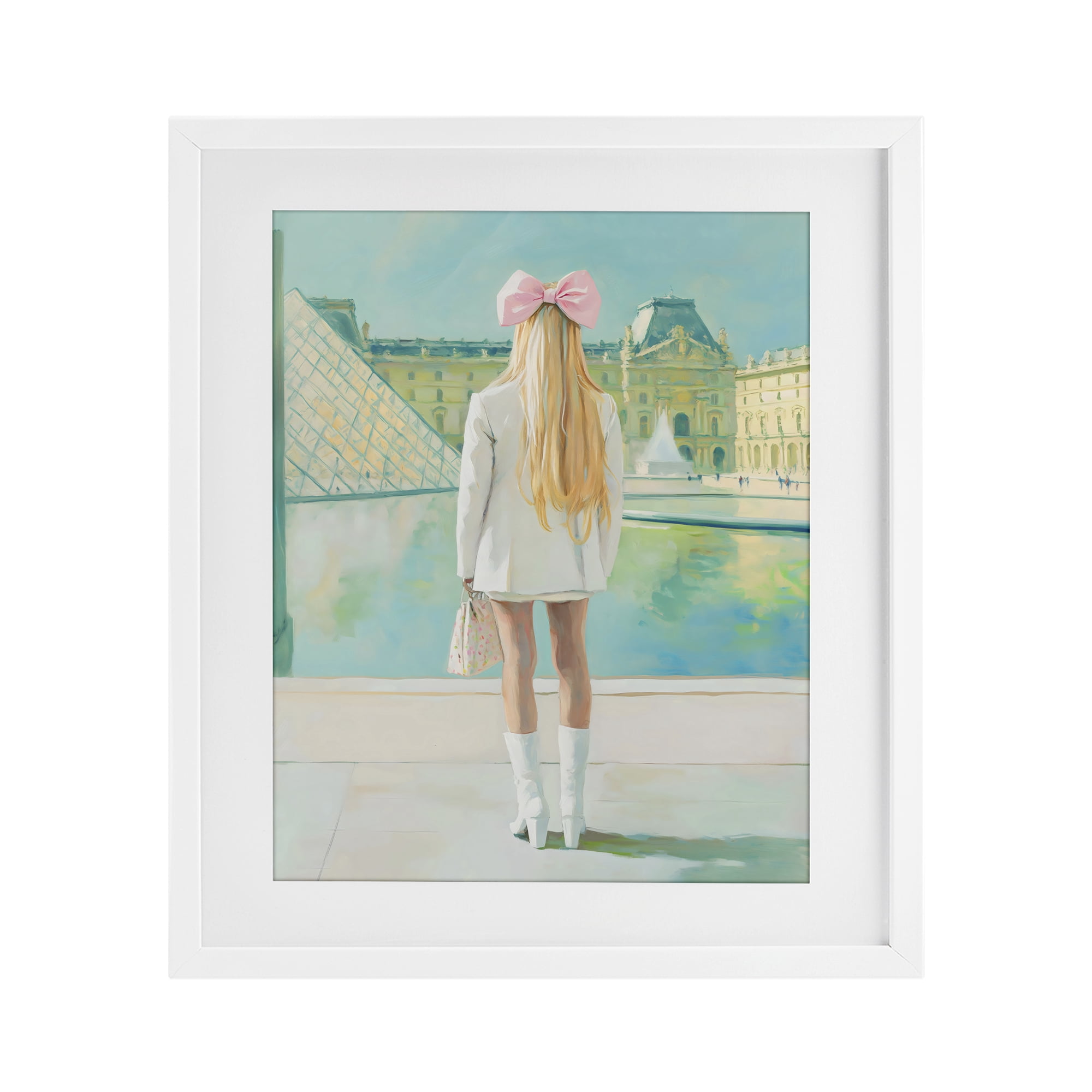 Stupell Industries Girl In Paris Observing White Framed Print Under Glass, design by The Prints Vibe
