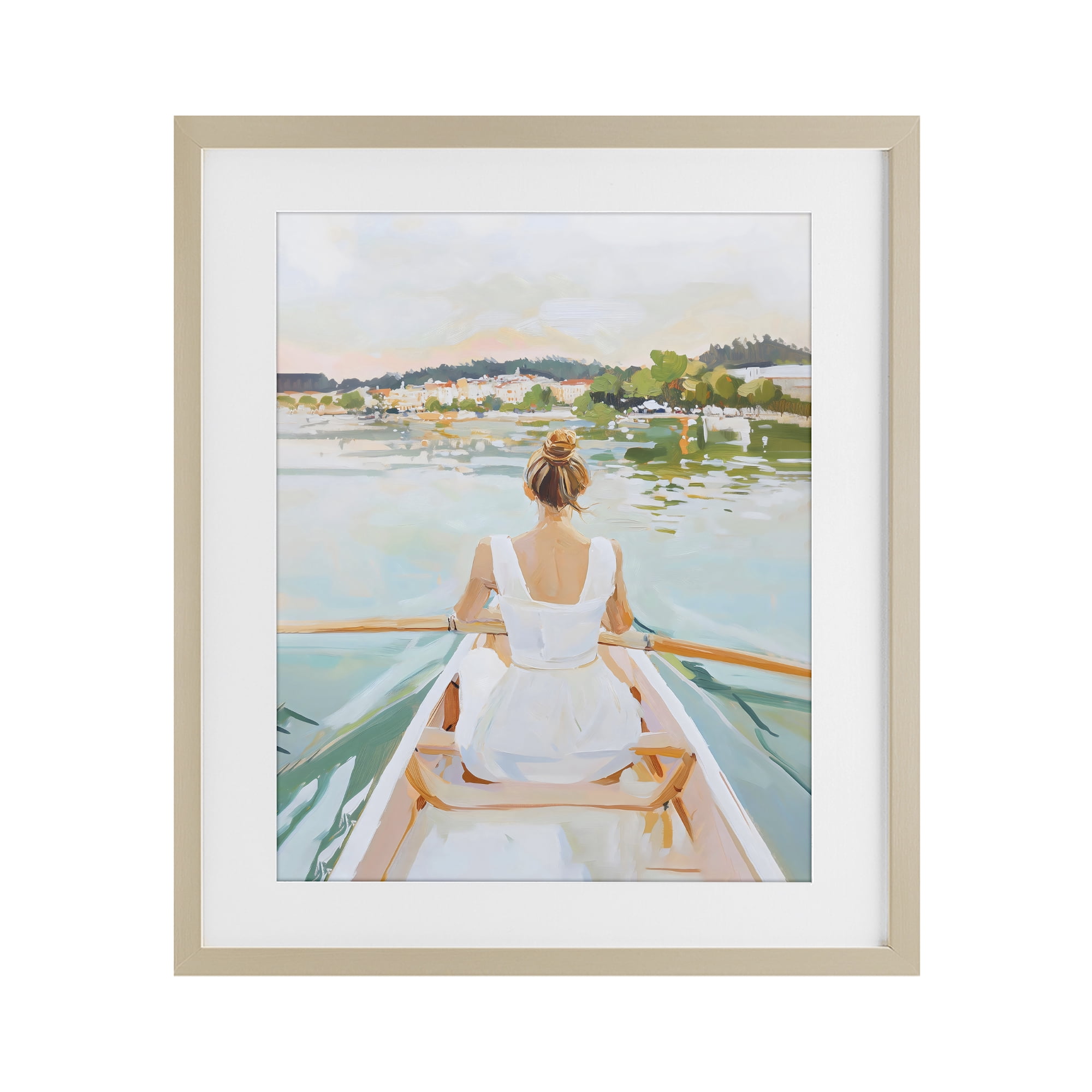 Stupell Industries Girl In Peaceful Canoe Ride Birch Framed Print Under Glass, design by The Prints Vibe