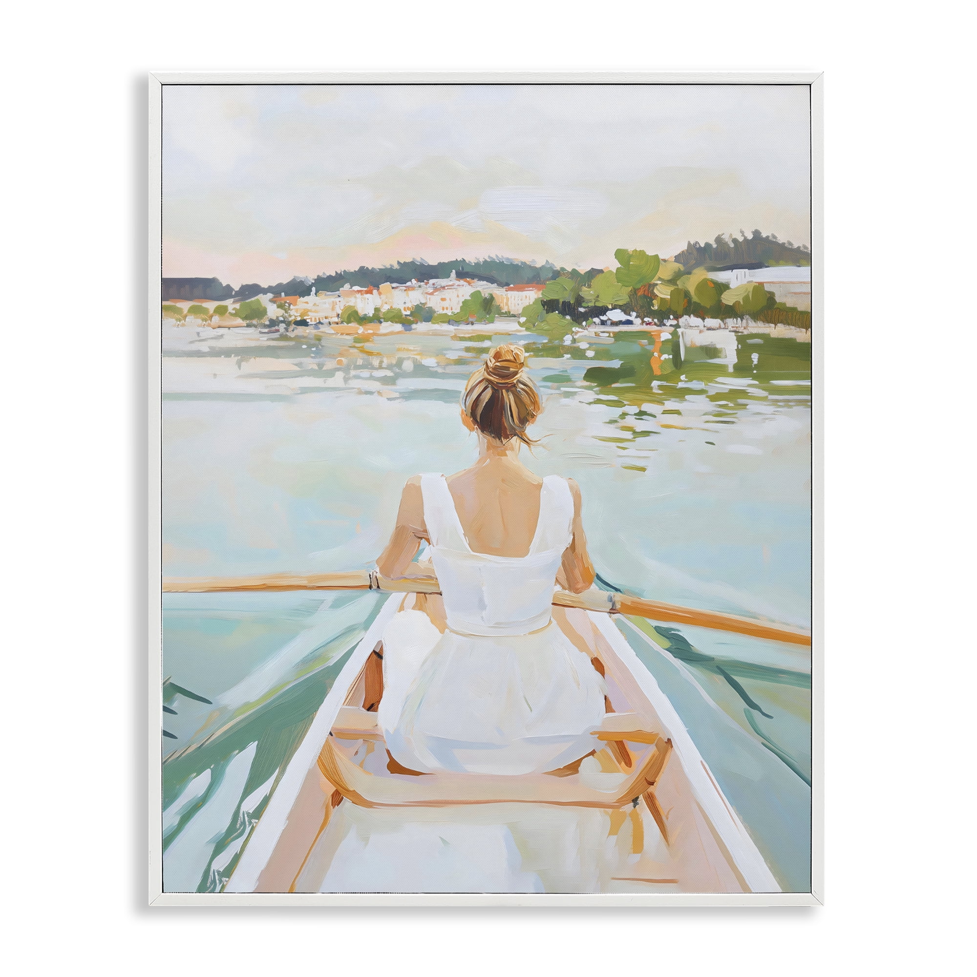 Stupell Industries Girl In Peaceful Canoe Ride White Framed Giclee Art, design by The Prints Vibe