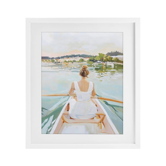 Stupell Industries Contemporary Girl In Peaceful Canoe Ride White Framed Print Under Glass, 17 x 21, by The Prints Vibe