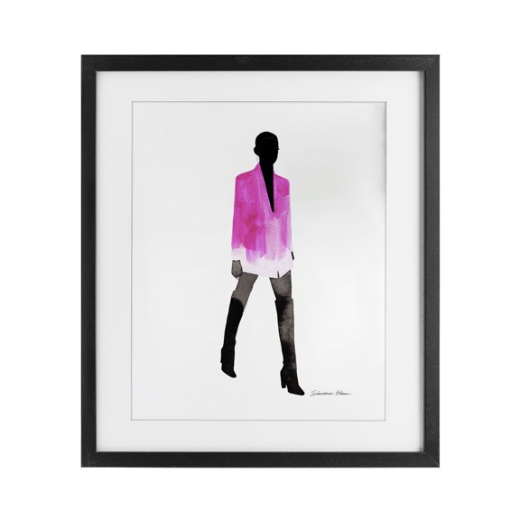 Stupell Industries Girl In Pink Jacket Black Framed Print Under Glass design by Simone Elum, 16 x 13