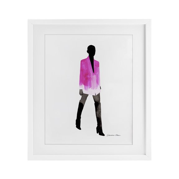 Stupell Industries Girl In Pink Jacket White Framed Print Under Glass design by Simone Elum, 21 x 17