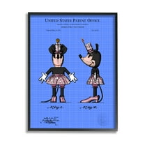 Stupell Industries Girl Mouse Toy Blueprint Graphic Art Black Framed Art Print Wall Art, Design by Karl Hronek