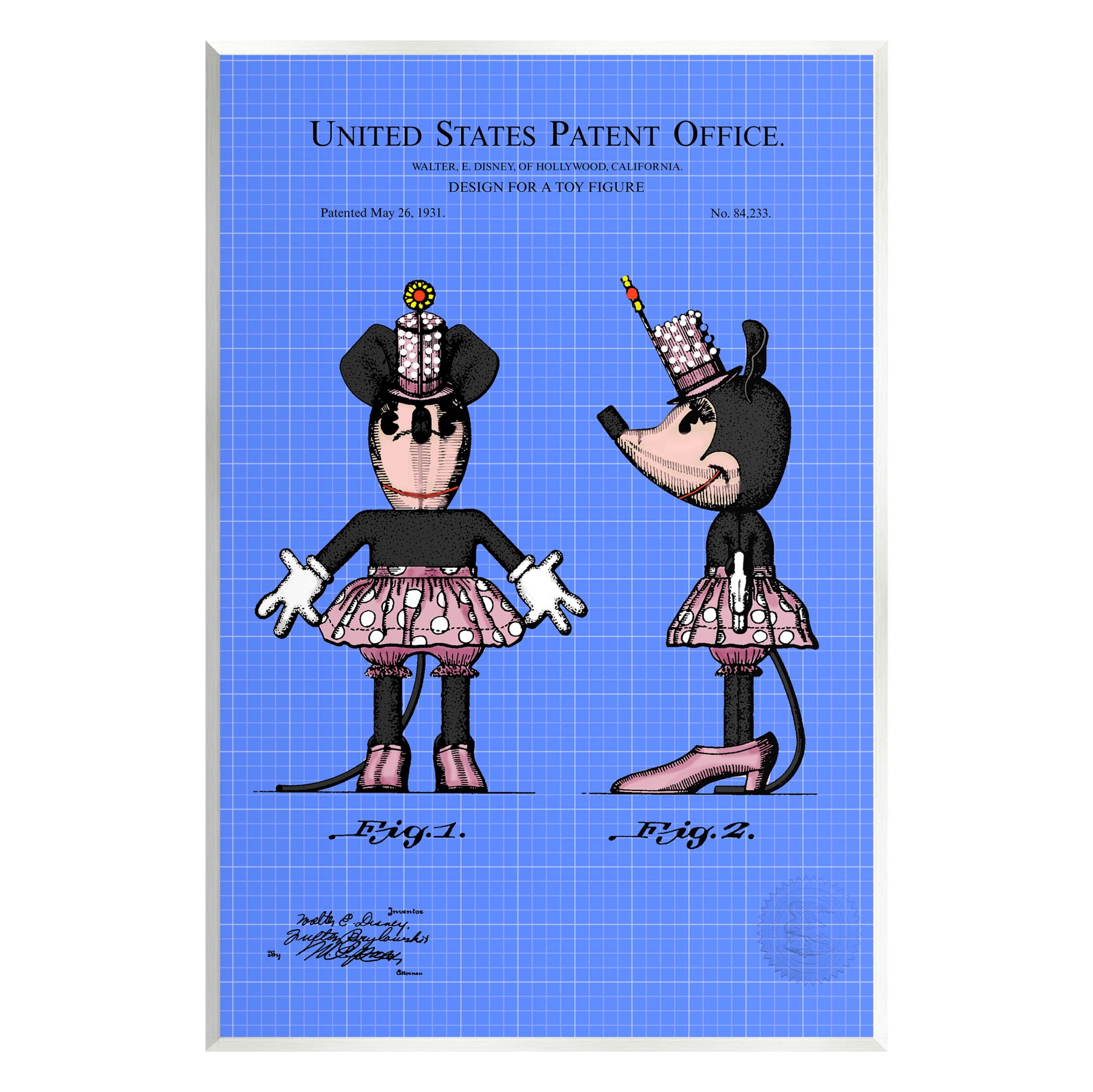Stupell Industries Girl Mouse Toy Blueprint Graphic Art Unframed Art Print Wall Art, Design by Karl Hronek