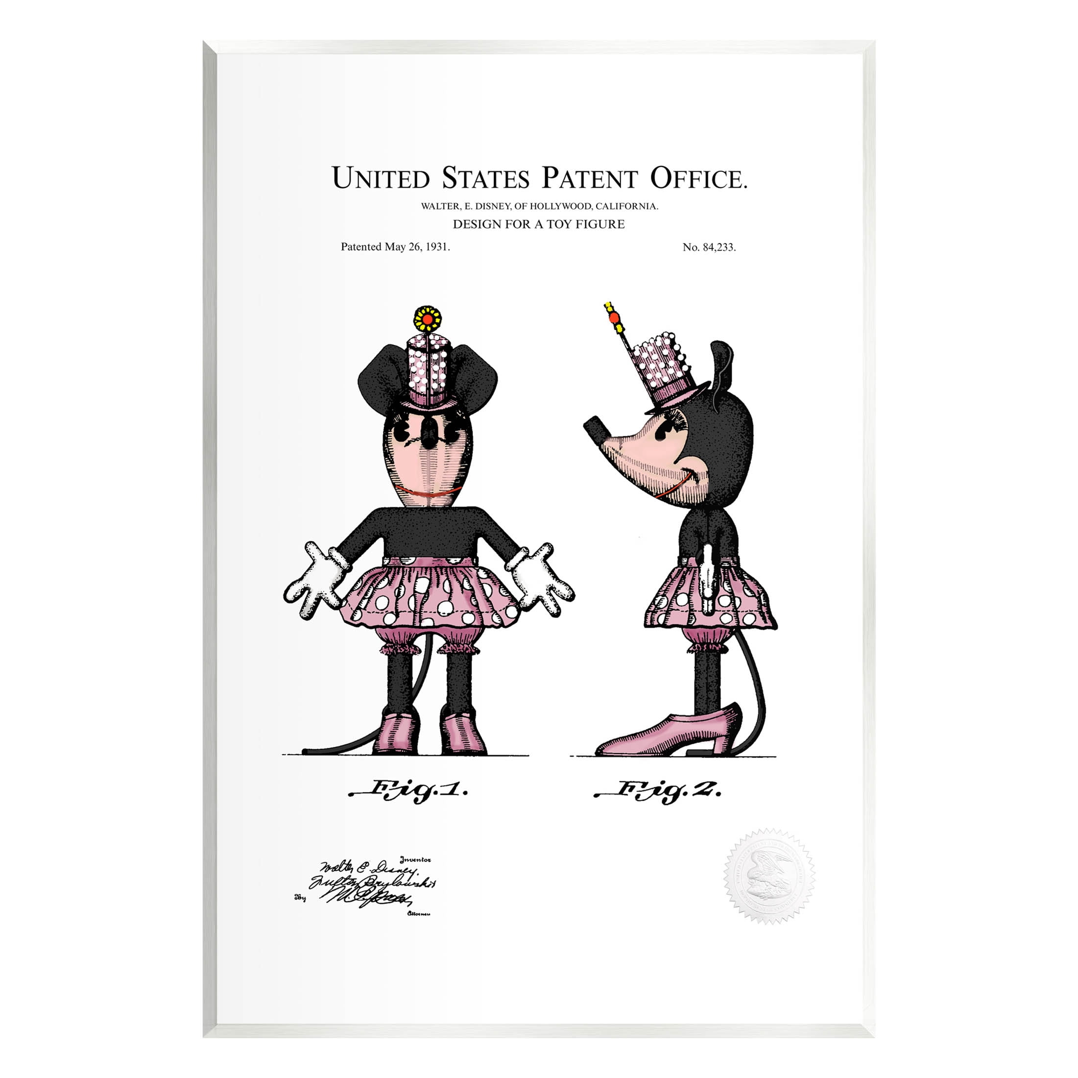 Stupell Industries Girl Mouse Toy Patent Graphic Art Unframed Art Print Wall Art, Design by Karl Hronek