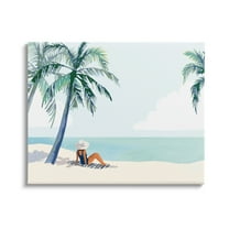 Stupell Industries Girl On Tropical Summer Beach Coastal Painting Gallery Wrapped Canvas Print Wall Art